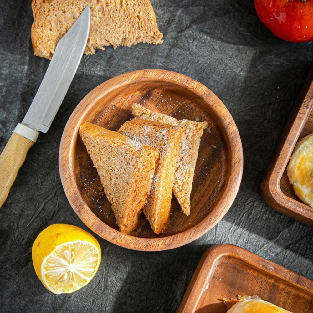 Dessert Platter Japanese Style Wooden Fruit Tray Natural Durable Snack Tray Round/Square Stackable Tray Party