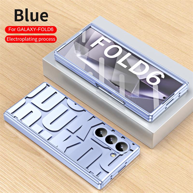 For Samsung Galaxy Z Fold 8Ultra 7 6 5 4 3 5G Electroplating Transparent Hinge Phone Case Screen Protect Film Shockproof Cover