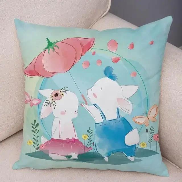 Cute Cartoon Giraffe Fox Reindeer Pillow Cover Nordic Children's Room Decoration Sofa Home Animal Cushion