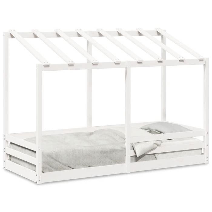 VidaXL Children's Bed with White Roof 75x190 Cm Solid Pine Wood, Children's Bed Frame, Wooden Children's Bed, 847010