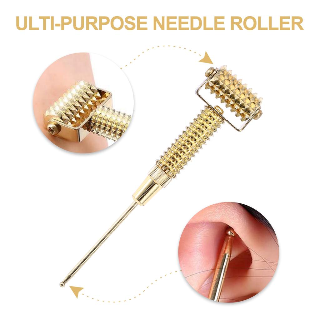 Acupuncture Points Detector Probe Facial Ear Acupoints Spring Needle Massage Roller (Gold)