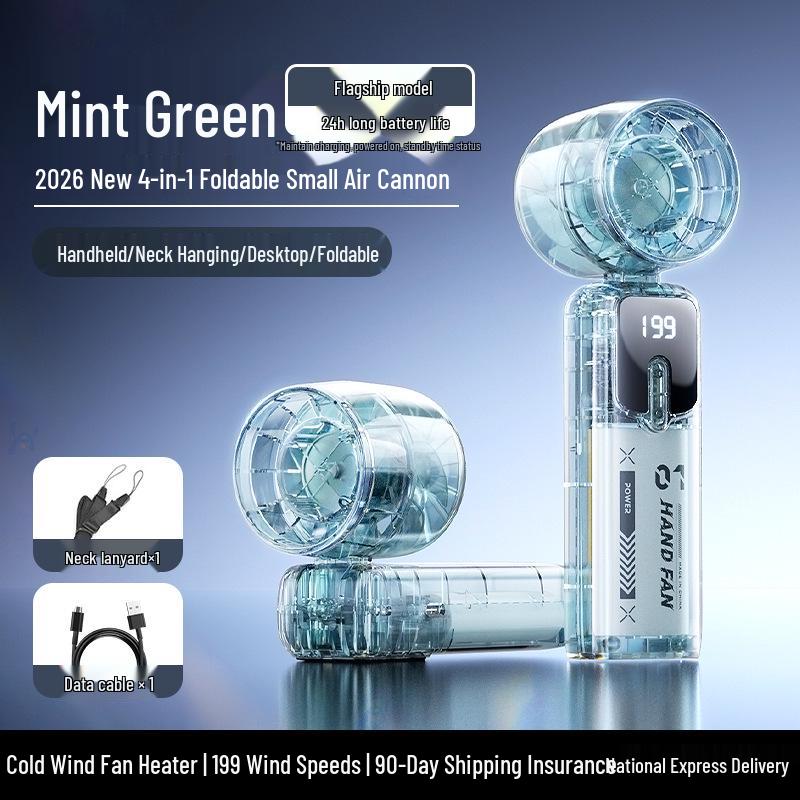 Compact Folding Handheld Fan with Strong Wind for Office, Student, and Outdoor Cooling Transparent Handheld Fan