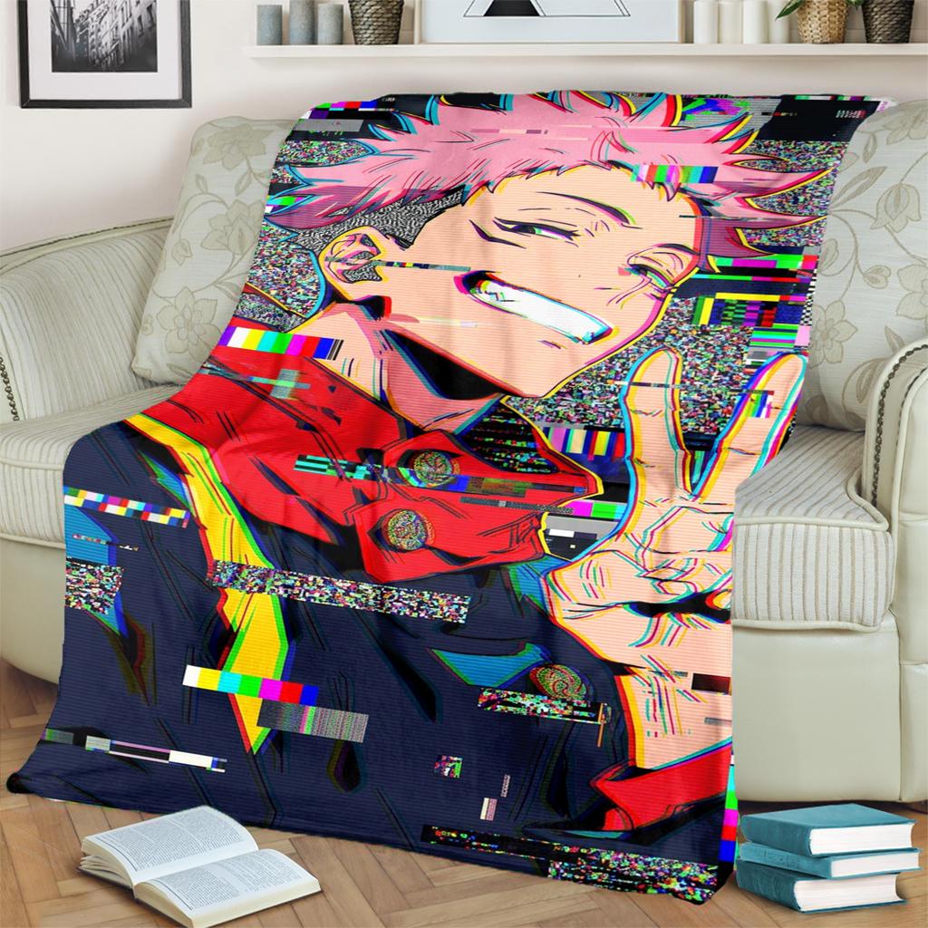 Jujutsu Kaisen Warm Flannel Blanket Print for Bedrooms, Sofas, Beds, Chairs, Picnics, Travel Use