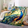 1pc Peacock Garden Lightweight Flannel Blanket, Comfortable and Warm Blanket, for Office and Camping Sofa Bed, Livingroom194