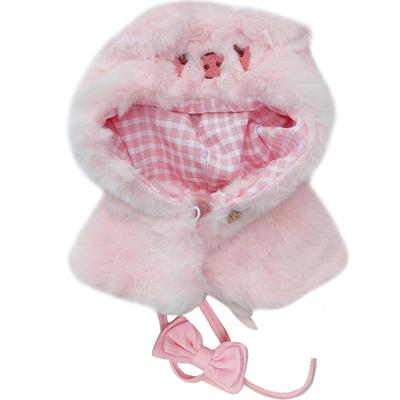 YUYAKESHI Baumwollpuppenkleidung, Tierpuppen-Outfit, Jacke, Hut mit Ohren, Plüschtier, Niedliches Tier, Flauschiger Umhang (Schwein, 10cm)