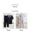 Women's Short-Sleeve Pajama Set with Built-in Bra, Summer Ice Silk Two-Piece, Casual Long Pants, Home Comfort Wear.