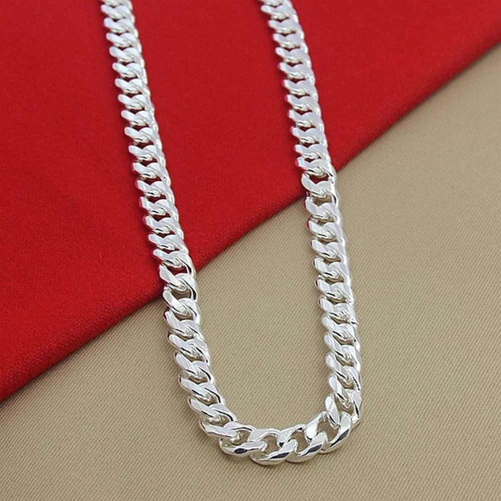 Metal Silver-plated Neck Chain Square Buckle Exaggerated Men Necklace  Clothing Accessories
