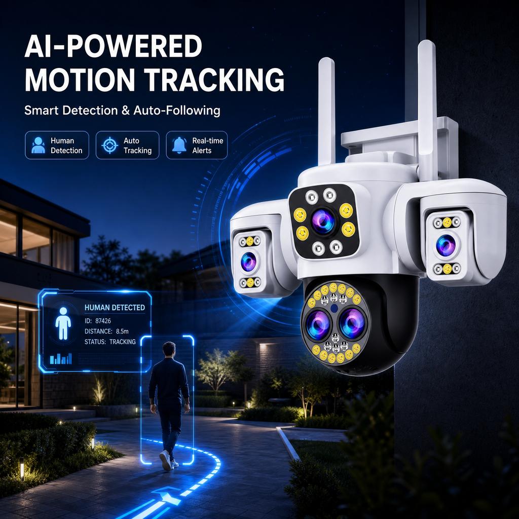 YOOSEE Ai APP Kültéri 10x ZOOM WiFi CCTV Kamera HD 20MP Éjjellátó Kétirányú Beszélgetés Biztonsági Kamera Vízálló Napálló Távoli Megtekintés