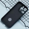 For iPhone 16 Pro Case Carbon Fiber Texture TPU+PC Phone Cover with Rotatable Magnetic Kickstand
