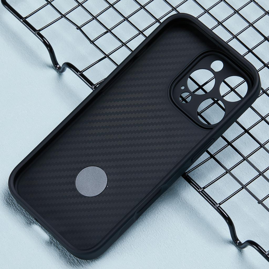 For iPhone 16 Pro Case Carbon Fiber Texture TPU+PC Phone Cover with Rotatable Magnetic Kickstand