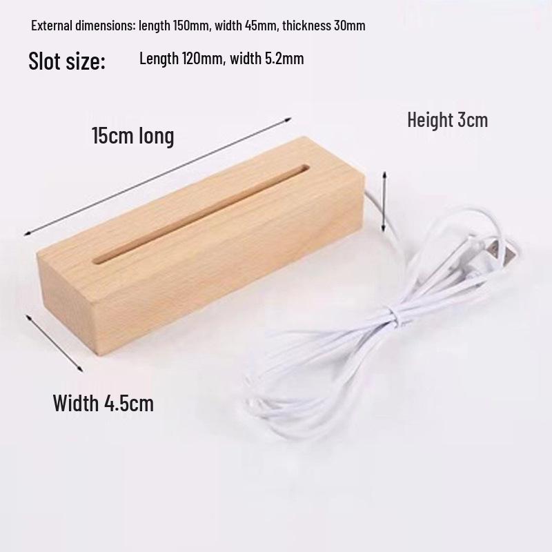 Wooden LED Acrylic Night Light Base - DIY Round Luminous Stand