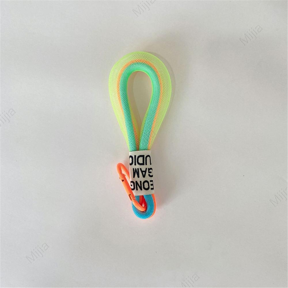 Mesh Fluorescent Keychains Mobile Phone Strap Bag Pendant Double Color Braided Rope Car Key Holder Accessories Gift