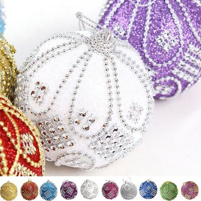 8CM Christmas Rhinestone Glitter Balls Decorative Foam Christmas Tree Ornament Shiny Hanging Christmas Ball Gifts
