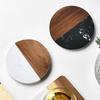 4PCS Marble And Acacia Wood Coaster Set Heat Resistant For Home Dining Table