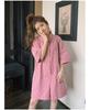 2025 Pink Short-Sleeve Summer Overalls - Women's Korean Style Slim Fit