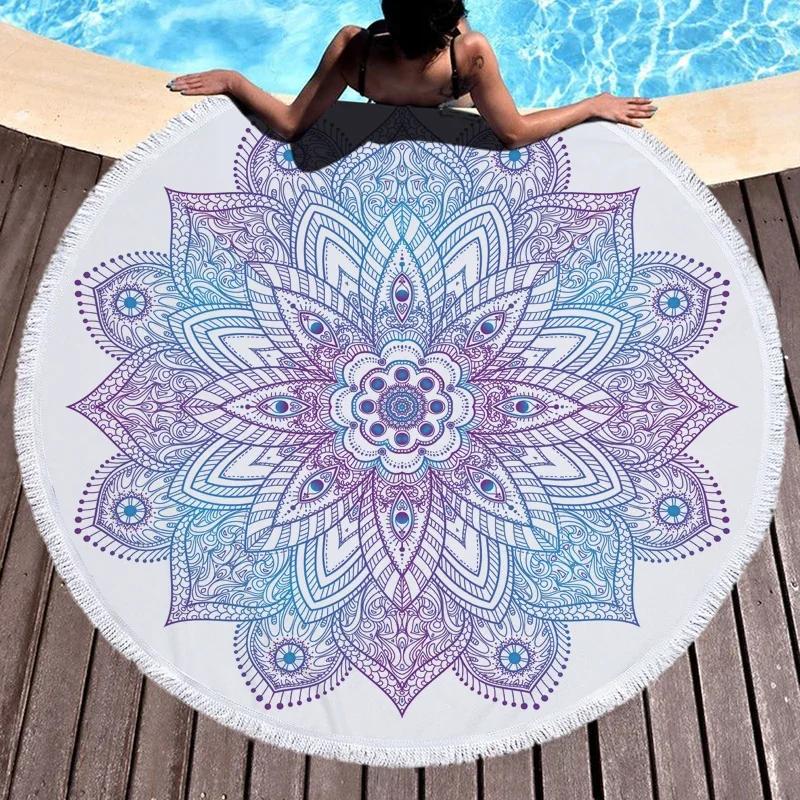 Beach Leisure Resort Creative Beach Towel Microfiber Round Swimming Towel Mandala Yoga Mat Adult Large Round Bath Towel