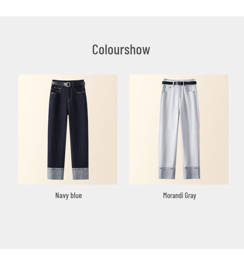 Dark Blue High-Waist Slimming Straight-Leg Cropped Jeans for Women - Spring 2025