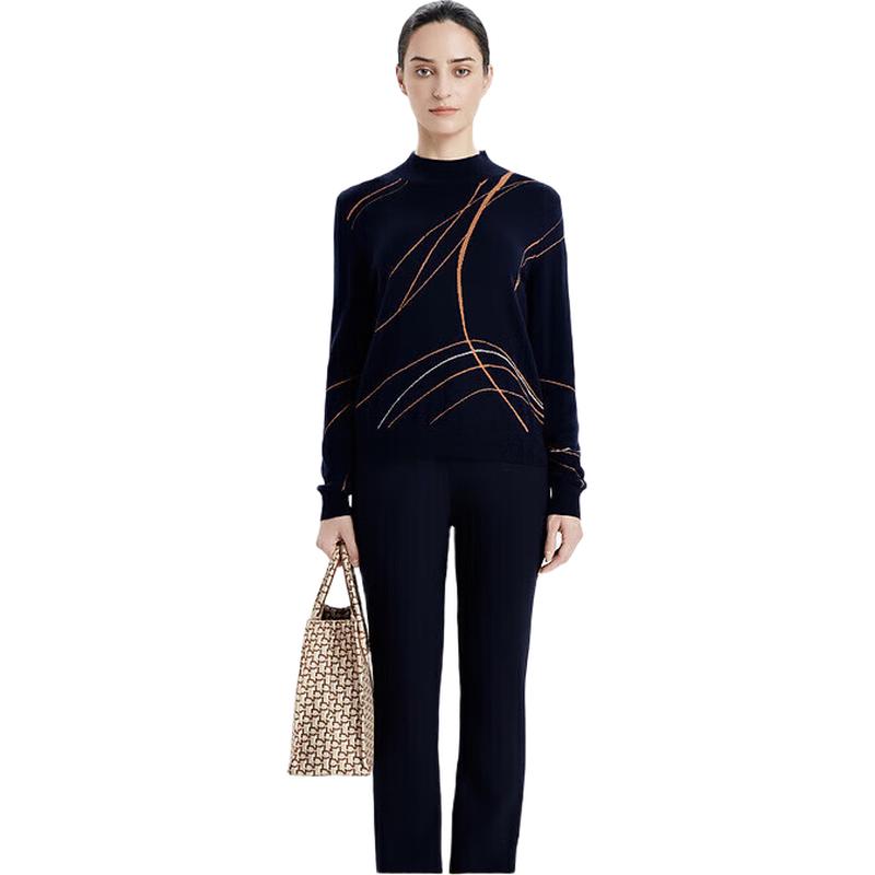 Ports Women's Striped Wool Blend Half-High Collar Sweater