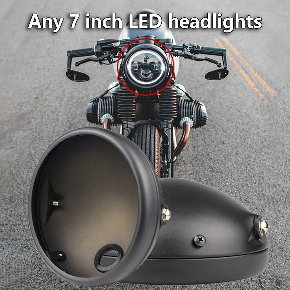 7 Inch Retro Modified Motorcycle LED Headlight Housing Bucket Headlight Base Headlight Shell Bucket Housing Shell Trim Holder