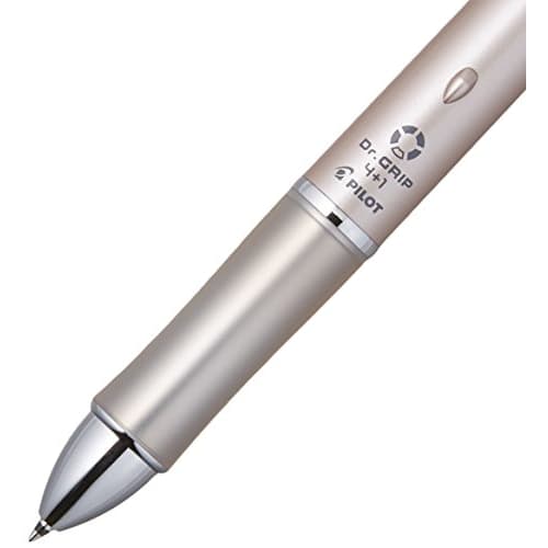 Pilot Multifunctional Pen Doctor Grip 4+1 4 Color Ballpoint Pen 0.7mm+Sharp 0.5mm Champagne Gold Body Size: 148x14.1mm/Slide Lever Type/26.3g