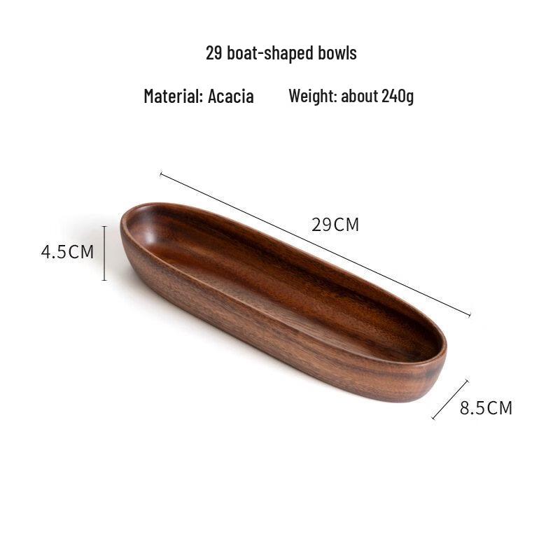 ZISIZ Walnut Wood Boat-Shaped Serving Bowl