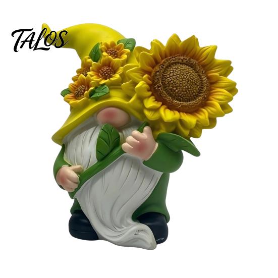 Waterproof Garden Sculptures Sunflower Gnome Statue Ornaments, Resin Faceless Figurines, Pastoral Tiered Tray Seasonal Decor Style Tabletop