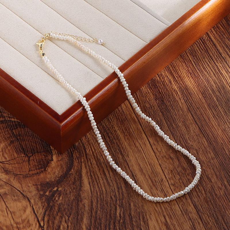 French Retro Natural Freshwater Pearl Necklace Women's Fashion Simple Temperament Neck Chain Sweater Chain Wholesale