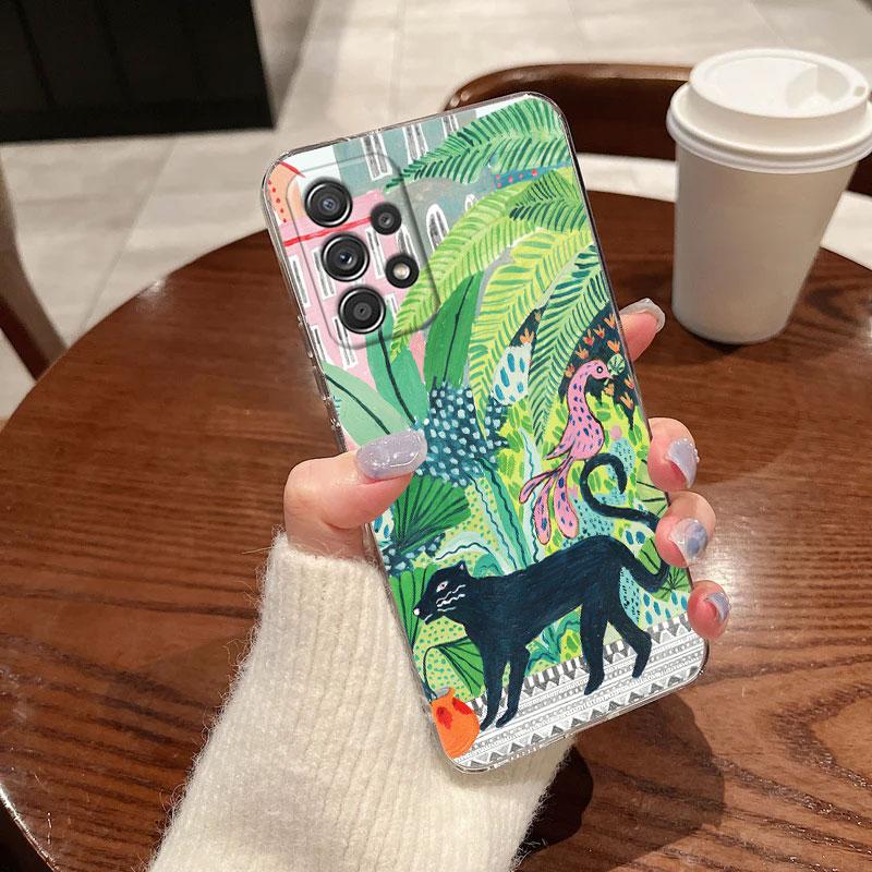 Jungle Art Snake Cats Sloth Phone Case For Samsung Galaxy A56 A57 A37 A55 A54 A36 A35 A26 A25 A16 A17 A07 A52 A34 A73 A21s Cover