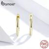 BAMOER Authentic 925 Sterling Silver & Plated Gold Simple Ear Clip Earring Original Brand Design