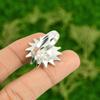 Natural Rainbow Moonstone Gemstone Promise Flower Adjustable Ring 925 Silver