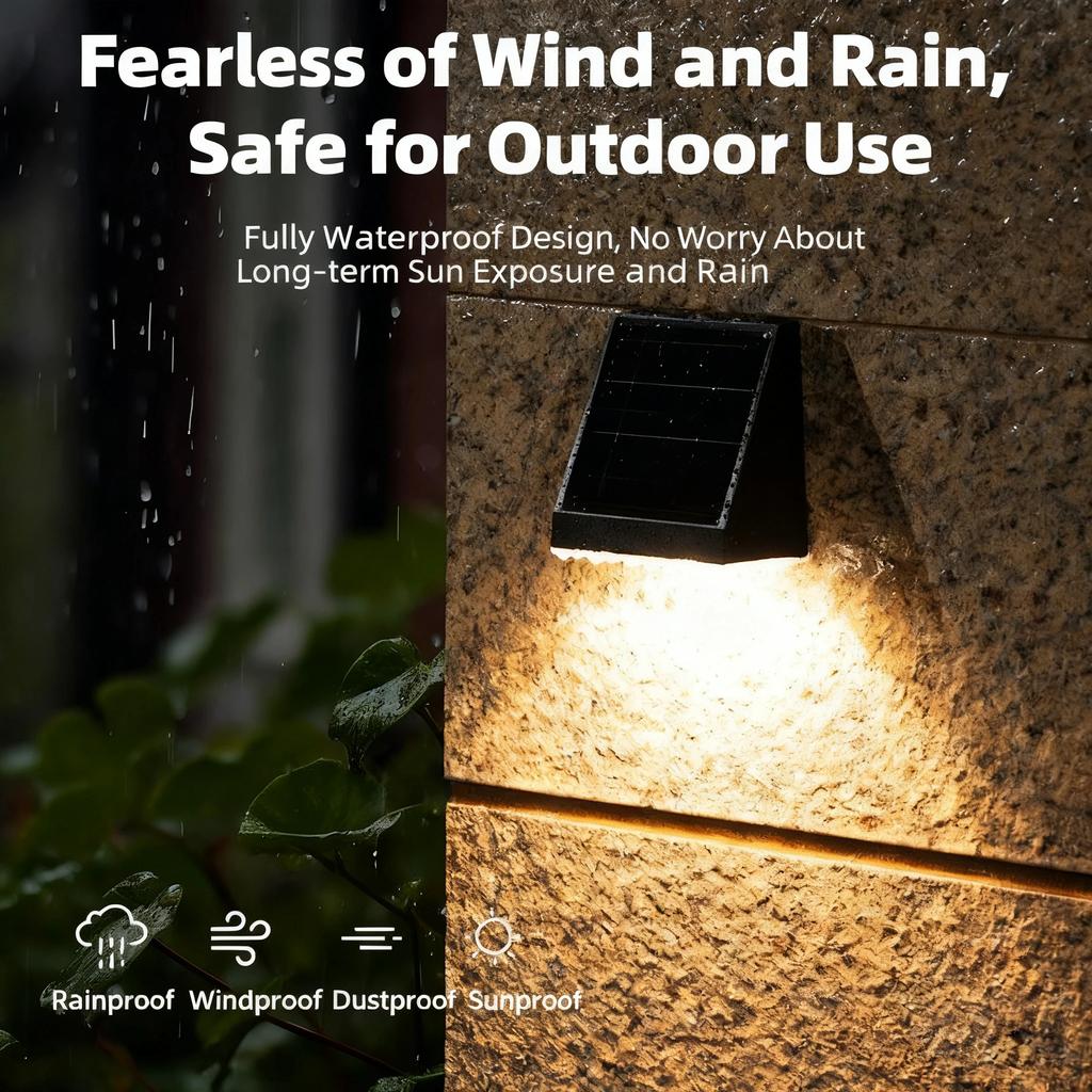 Outdoor Wall Lamp Solar-powered Courtyard Lights Waterproof Balcony Garden Villa Wall Washer Lights Deck Lighting for Pathway