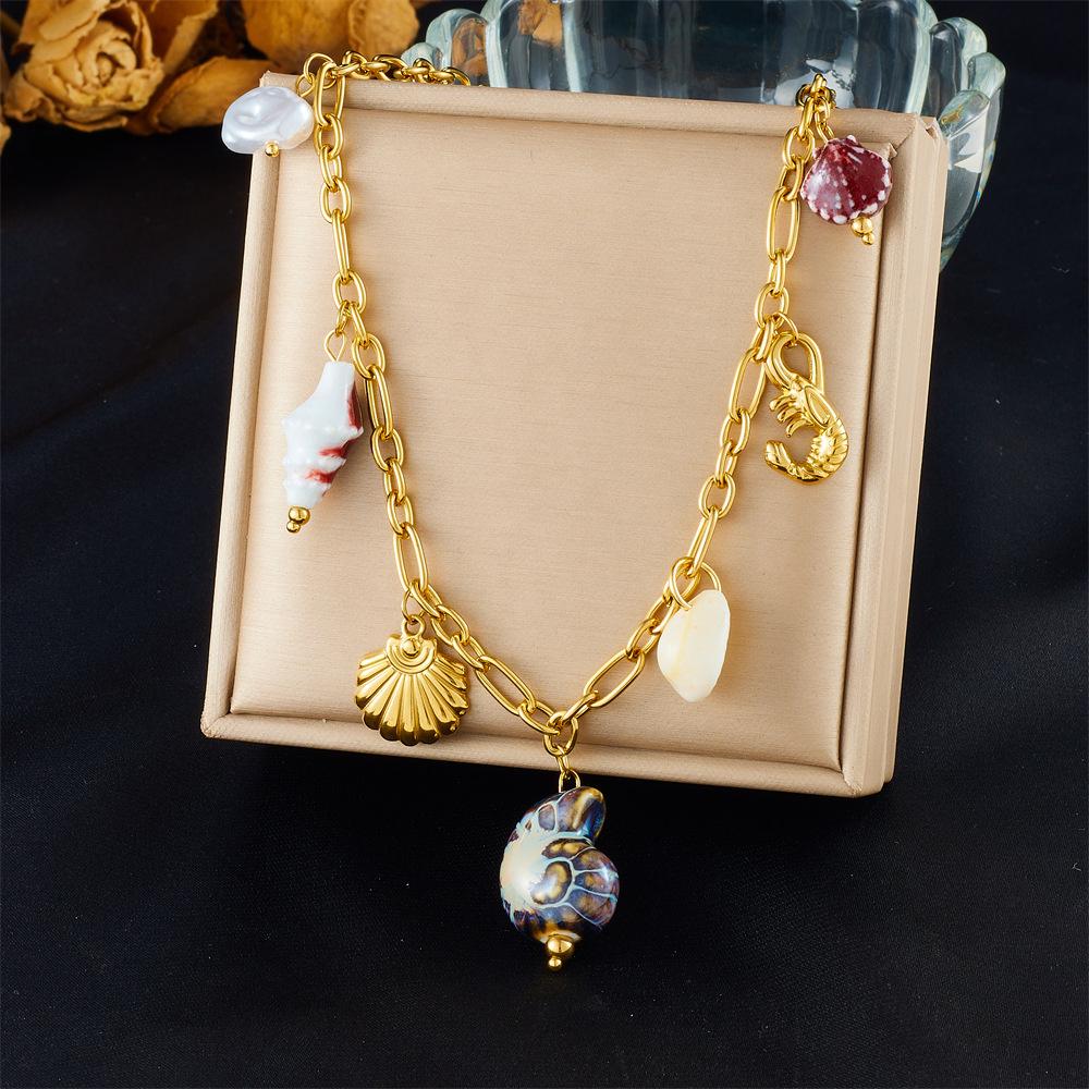 Fashion Vacation Premium Multi Element Ocean Creature Pendant Shell Starfish Sun Necklace