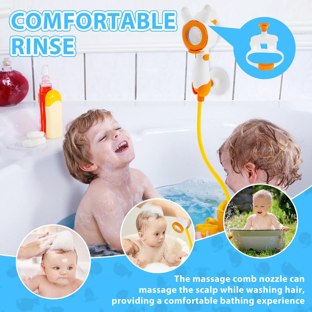 Baby Bath Shower Head Cute Submarine Toddler Bathtub Shower Head with Suction Cup Battery Powered Bathtime Shower Head for Kids