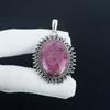 Natural Rhodonite Gemstone Silver Pendant in 925 Sterling Silver - Handmade Oval Design, Everyday Wear Jewelry Thanksgiving Gift