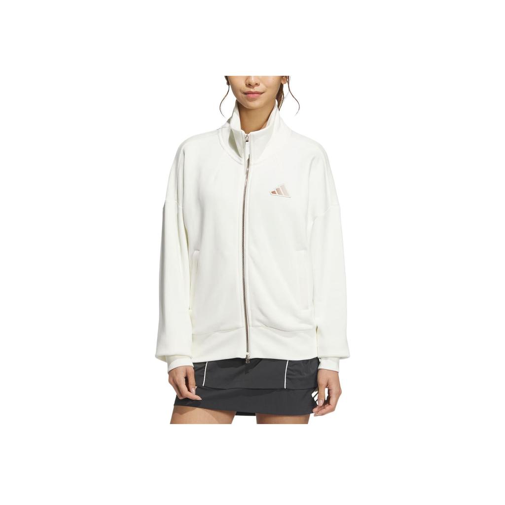 adidas Logotipo Chaqueta Kn Cómoda Transpirable Deportiva Casual Chaqueta Mujer Chaquetas Han-Jade-Blanco JL6277
