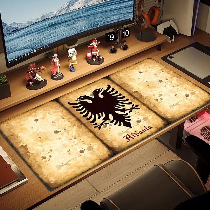 Albania Map Color Mouse Pad Large Gaming Table Cushion Non-slip Laptop Tablet Big Mousepad XXL Mat Mini PC Playmat With Lock edge