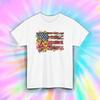Floral American Flag Shirt Patriotic Hibiscus Distressed Look S-5XL