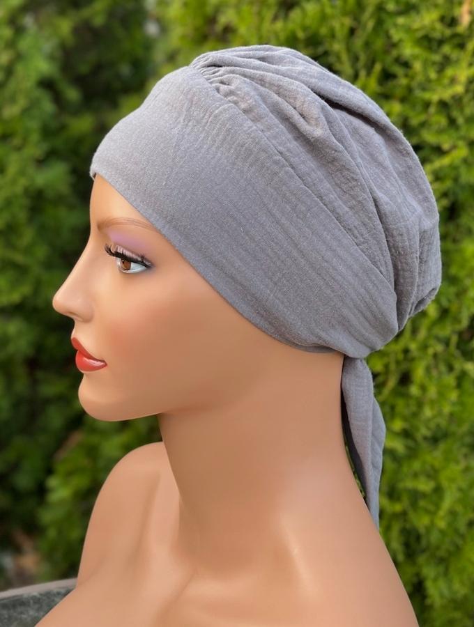 Women' Scarf Tess 068 Made of Muslin, Ruffled Hat, Even After Chemotherapy