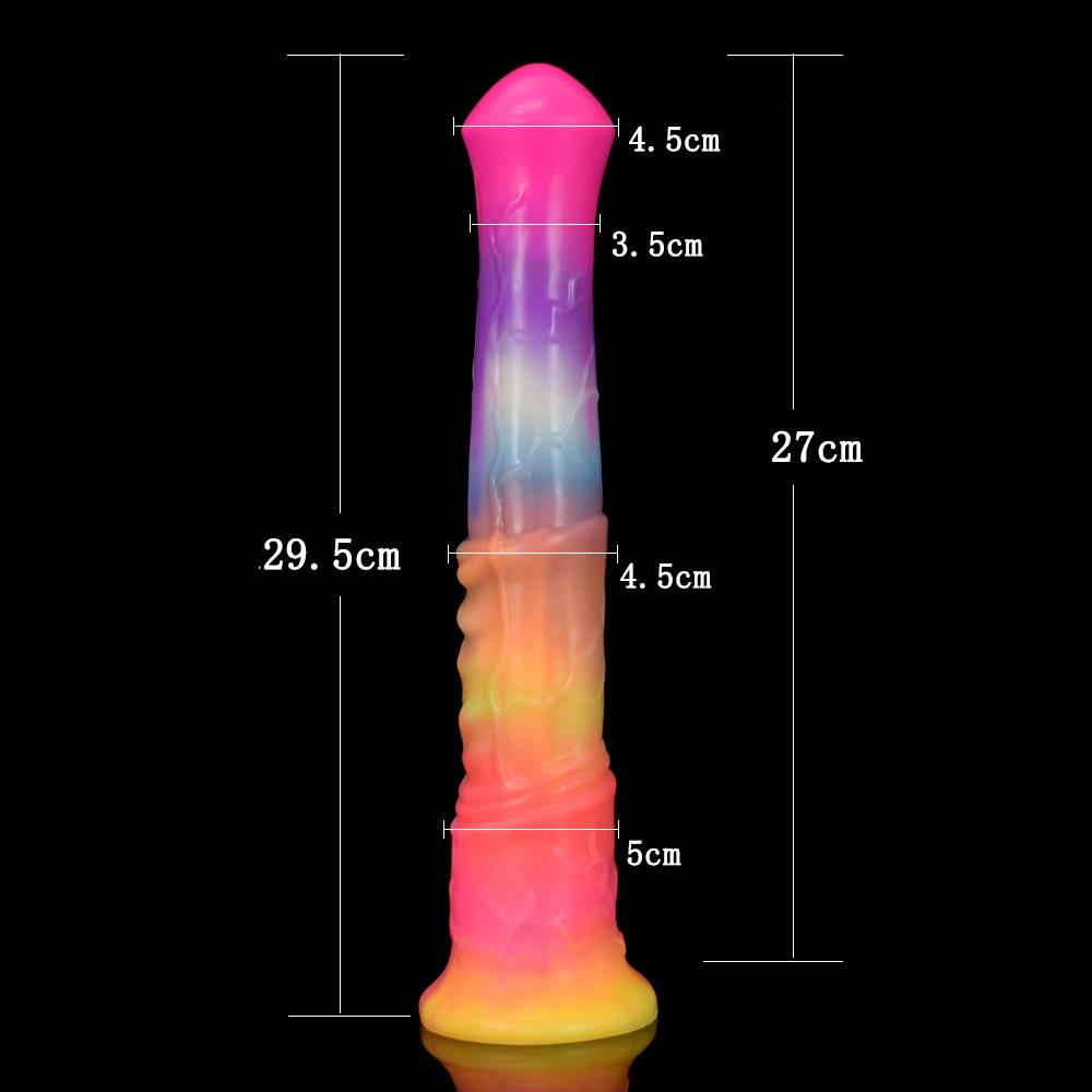 Leuchtender Pferdedildo mit Saugnapf, langer Tierpenis, leuchtet im Dunkeln, flexibles Analsexspielzeug für Frauen und Männer, erotische Produkte