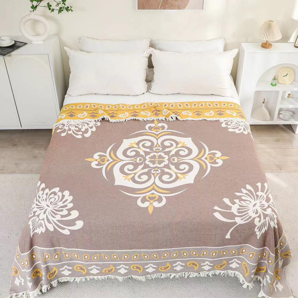 Pătură de prosop pentru adulți, de dimensiuni mari, din bumbac nisipos, cu patru straturi, din tifon, stil etnic, în stil european, pătură pentru canapea dublă, de dimensiuni mari, husă pentru pui de somn