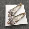 Evening Shoes Soft-soled Rhinestone Bow Bridesmaid Single Shoes Women's Spring New Versatile Pointed Head Shallow Mouth Flat Bottom Ladyshoes
