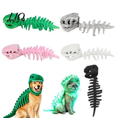 Fácil de Vestir Fantasia de Gato Fantasia de Esqueleto de Dinossauro, Roupa com Capuz de Pelúcia, Fofa Assustadora Leve para Gatinhos Fantasia de Halloween para Animais de Estimação para Gatinhos Pegar Doce