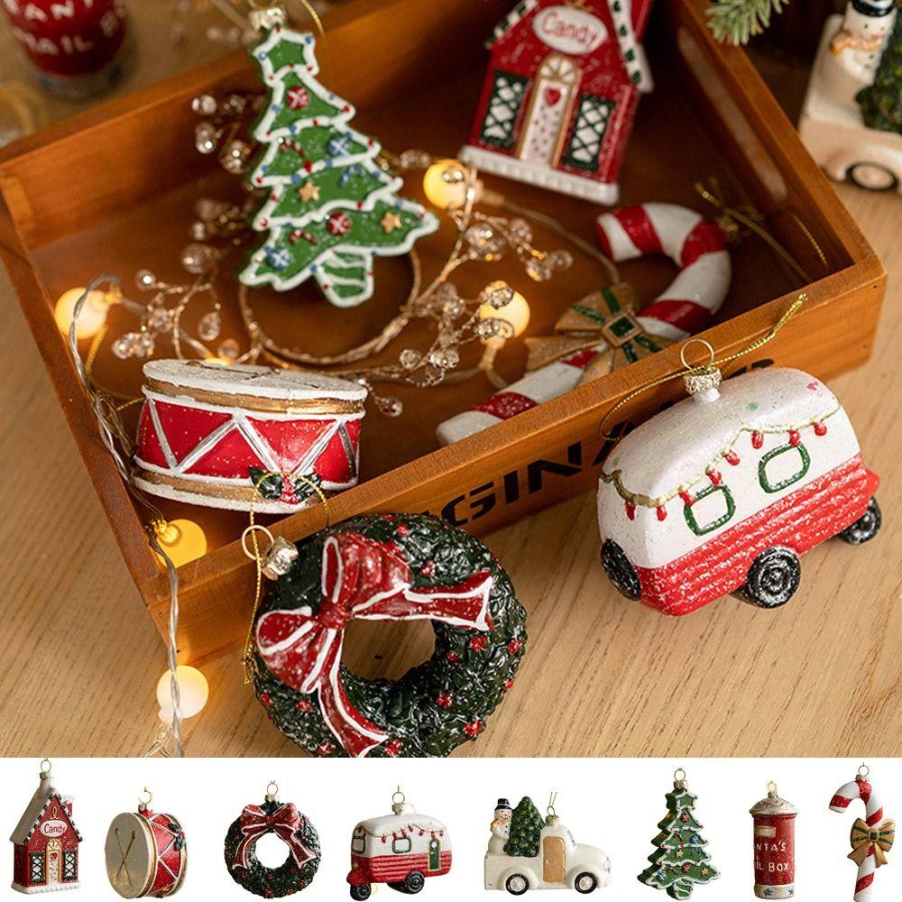 

ПВХ Автомобиль Дом Снеговик Венок Кулон Расписной Рождественский кулон Елка Украшение Новый год