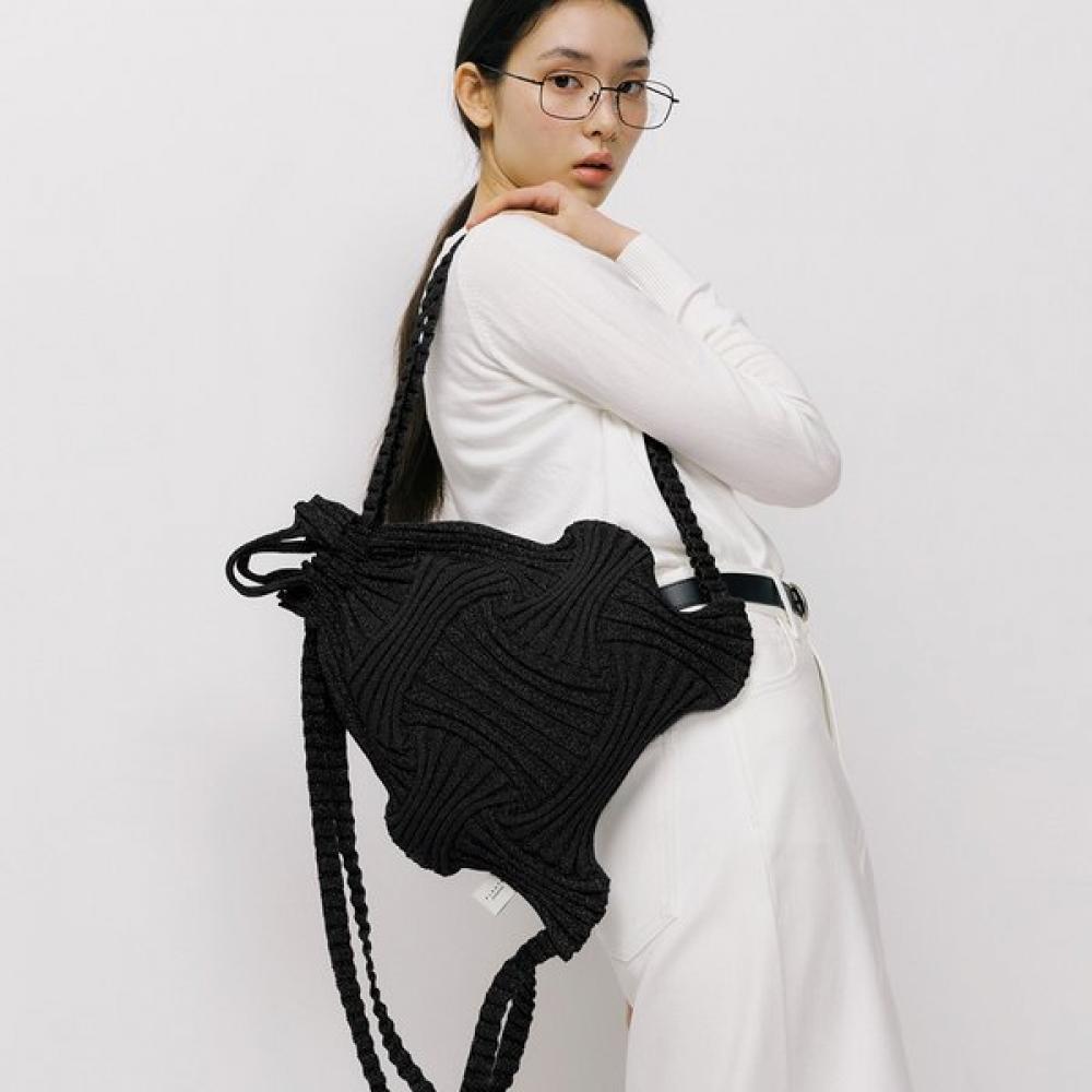Pleatsmama Glitter Black New Bow Backpack