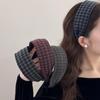 Retro Plaid Woolen Wide Brim Headband: Autumn/Winter School Style Hair Accessory for Women
