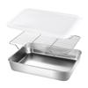 Multi Purpose Stainless Steel Baking Pan Tray with Cooling Rack and Lid
