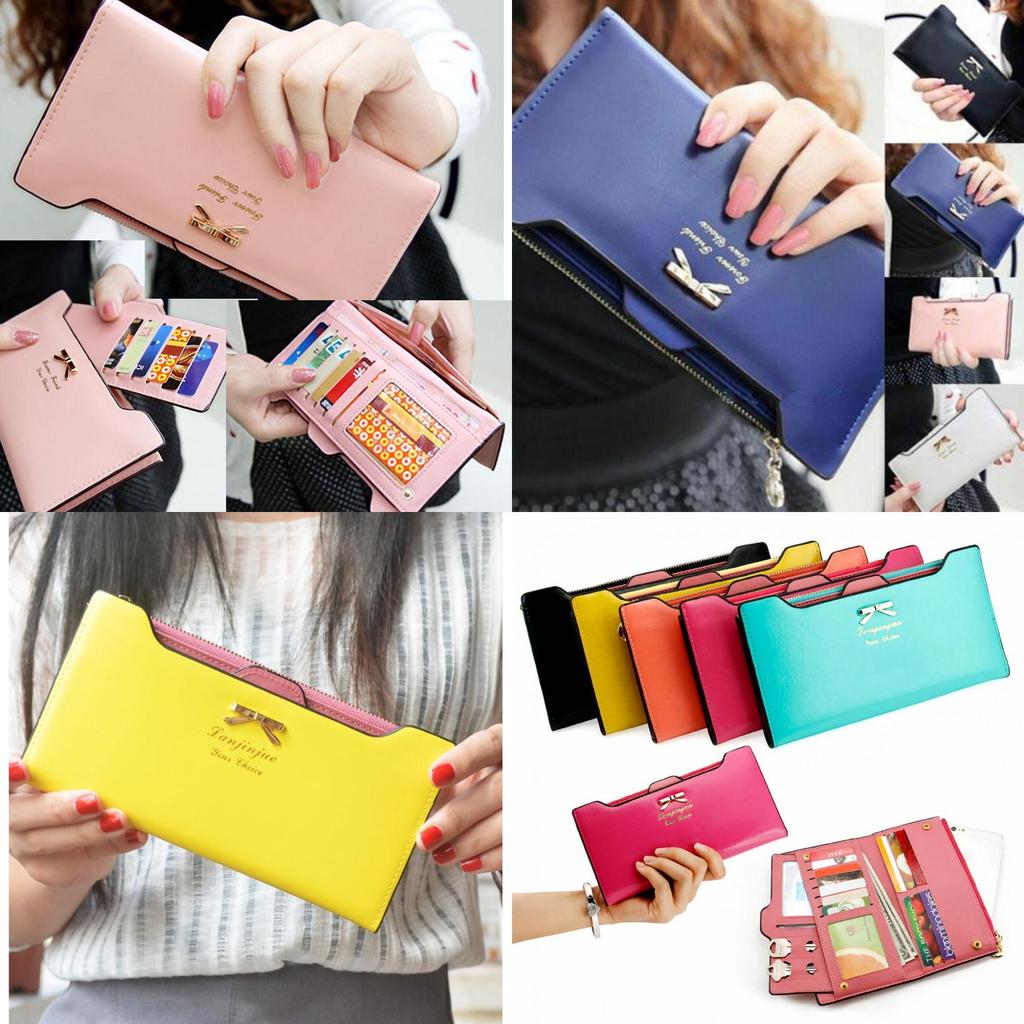 Elegant Fashion Lady Women Leather Clutch Purse With Long Zip Card Holder Case Wallet Handbag