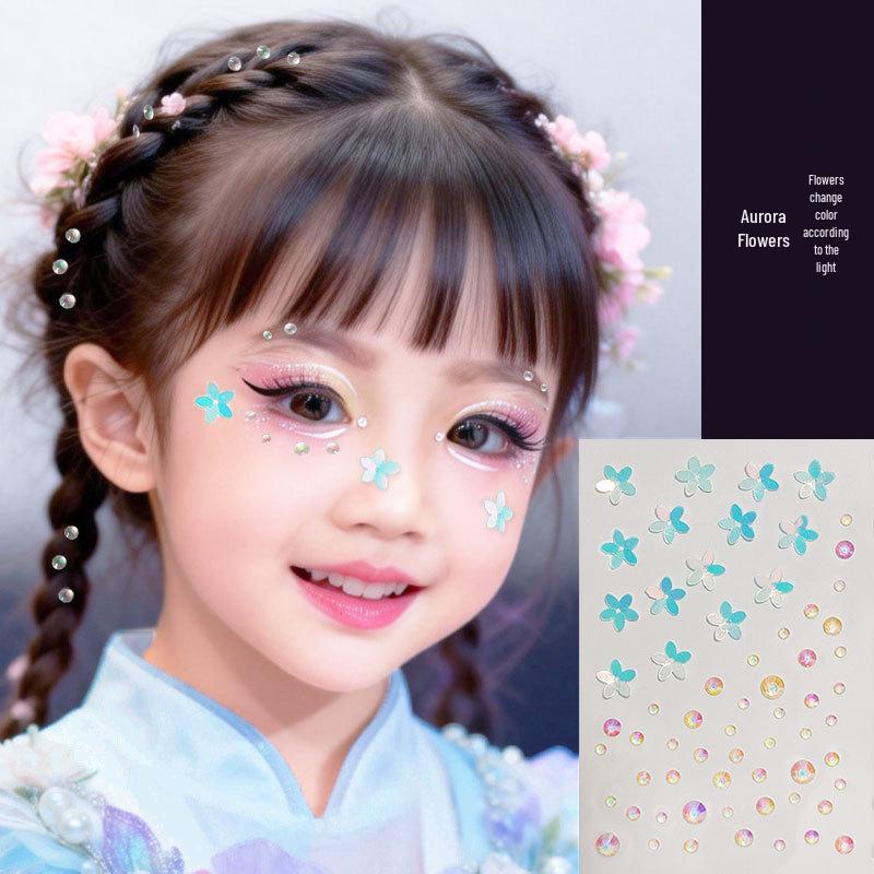 Aurora Butterfly Rhinestone Face Stickers for Children's Stage Makeup