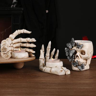 Halloween Decorations - Resin Skull-hand Candlestick for Halloween Party Garden Centerpiece