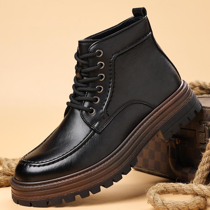 

Martin boots men s 2025 winter velvet thickened British wind mid-help thick-soled warm tooling boots tide 2025 38